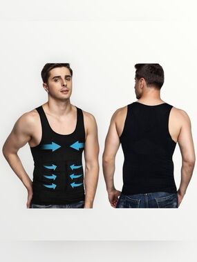 NWT Odoland Men’s Black Compression Body Shaper Tank Size M
